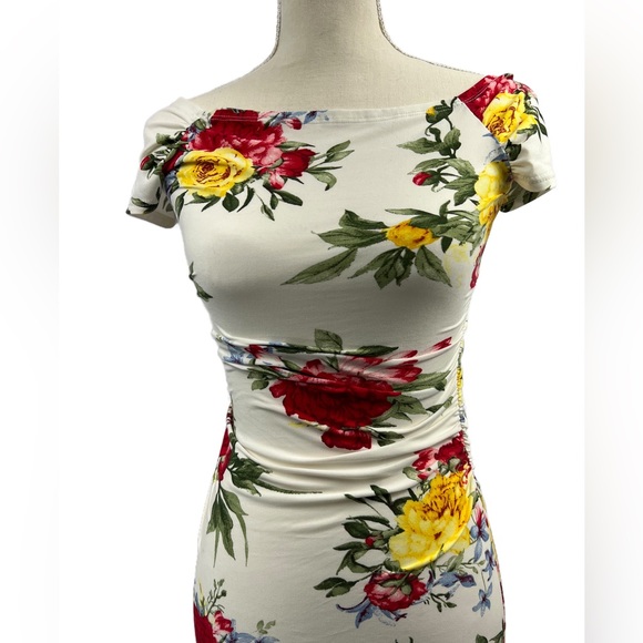 Mother Bee Maternity Short Sleeve Bodycon Floral Dress Size Small - Picture 2 of 13
